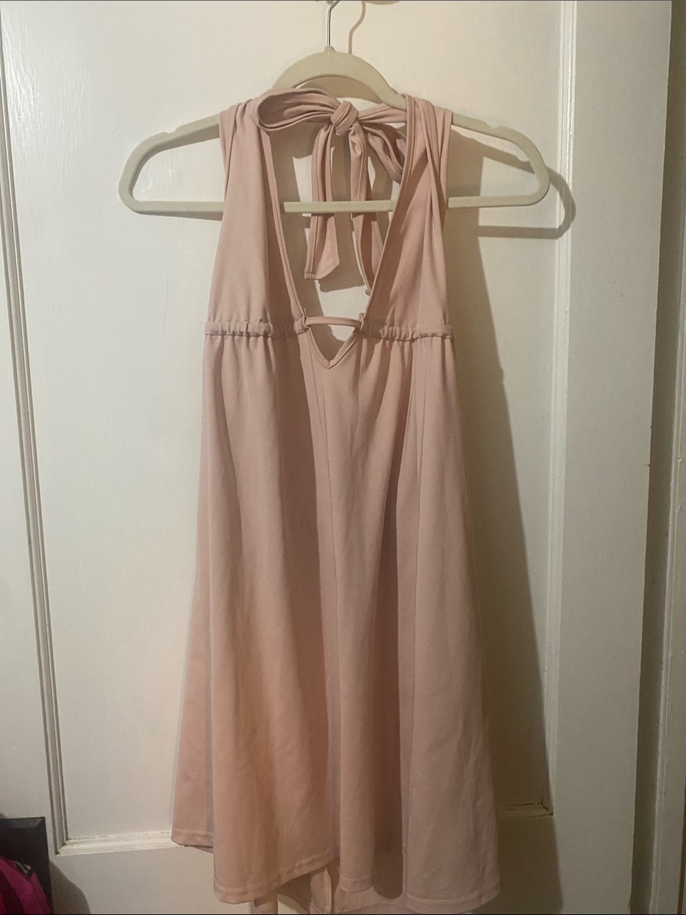 SHEIN Dusty Blush Halter Tie-Back Mini Dress